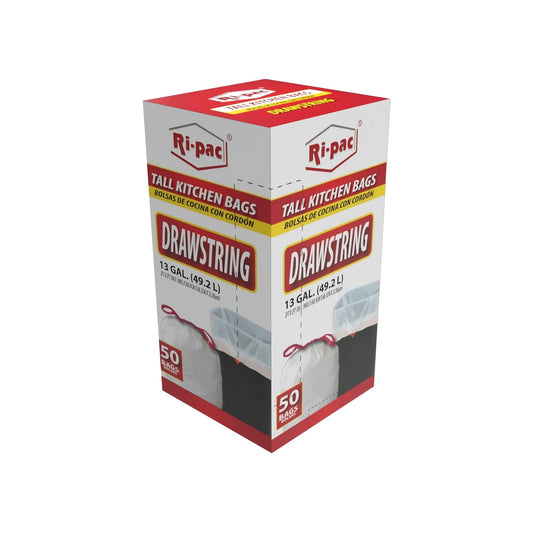 (D56913) "Ri-Pac" Drawstring, Tall Kitchen Bags 13 GAL/50CT