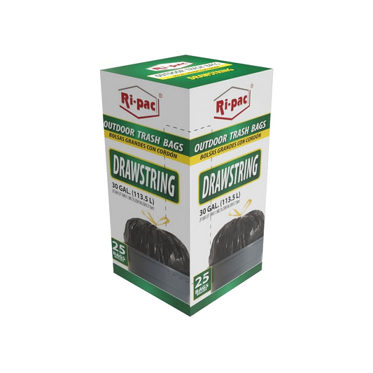 (D56930)"Ri-Pac" Drawstring, Outdoor Trash Bags 30GAL/25CT