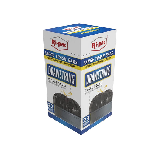 (D56933) "Ri-Pac" Drawstring, Large Trash Bags 33 GAL/23CT