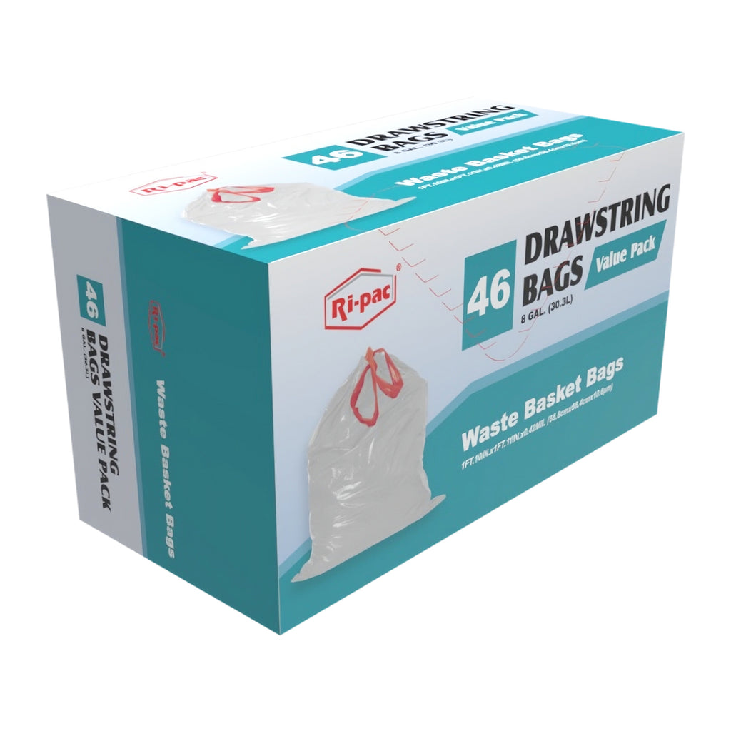 8 加仑抽绳超值装废纸篓袋,方便系带和携带的户外垃圾袋,184 个