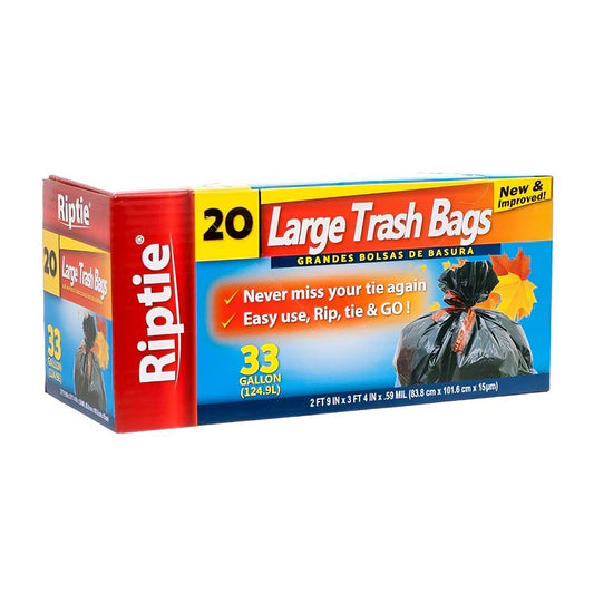(D55933NEW) "Riptie" Value Pack 33GL/20CT. Lawn & Leaf, Black