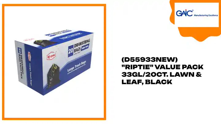 (D55933NEW) "Riptie" Value Pack 33GL/20CT. Lawn & Leaf, Black by@Outfy