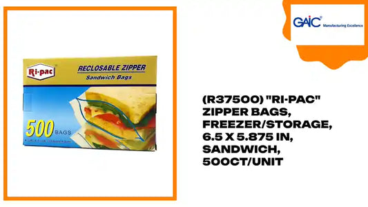 (R37500) "Ri-Pac" Zipper Bags, Freezer/Storage, 6.5 x 5.875 IN, Sandwich, 500CT/Unit by@Outfy