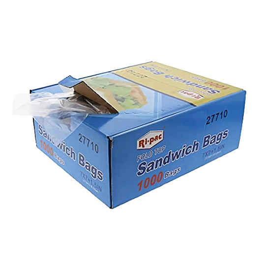 (R27710) "Ri-Pac" Fold Top & Lock, Sandwich Bags, 7 x 7 x 1.5 IN, Dispense Box, 1000/Unit - GAIC