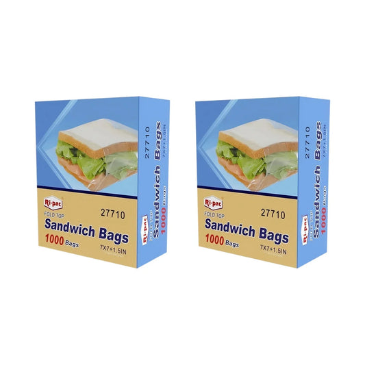 (R27710) "Ri-Pac" Fold Top & Lock, Sandwich Bags, 7 x 7 x 1.5 IN, Dispense Box, 1000/Unit - GAIC