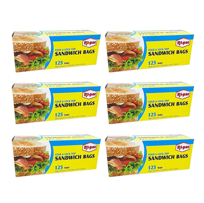 (D27125) "Ri-Pac" Fold Top & Lock, Sandwich Bags, Supper Size, 125CT