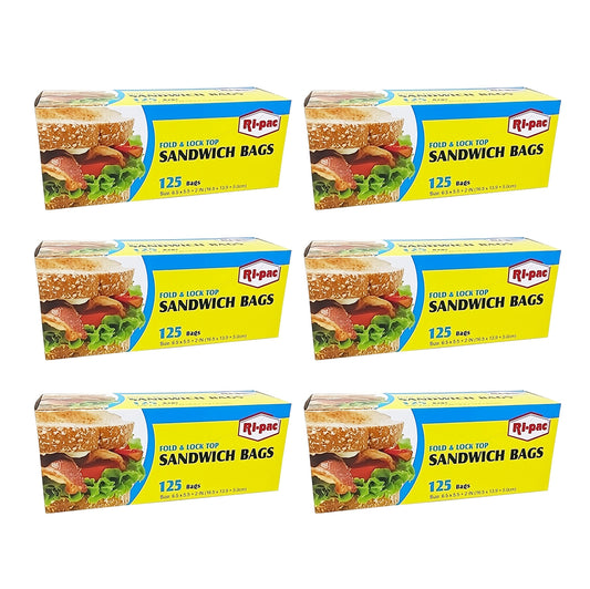 (D27125) "Ri-Pac" Fold Top & Lock, Sandwich Bags, Supper Size, 125CT