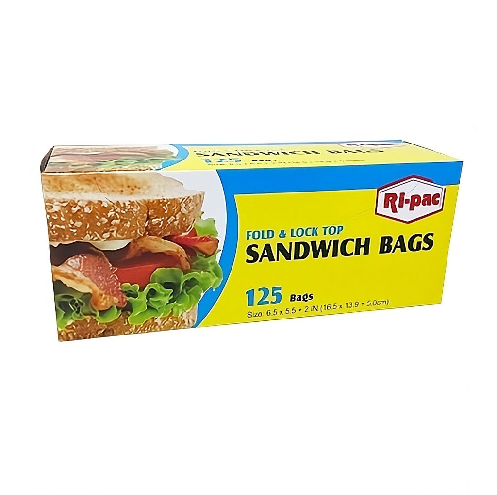 (D27125) "Ri-Pac" Fold Top & Lock, Sandwich Bags, Supper Size, 125CT