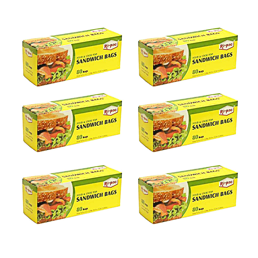 (D27080) "Ri-Pac" Fold Top & Lock,  Sandwich Bags, Super Size, 80CT