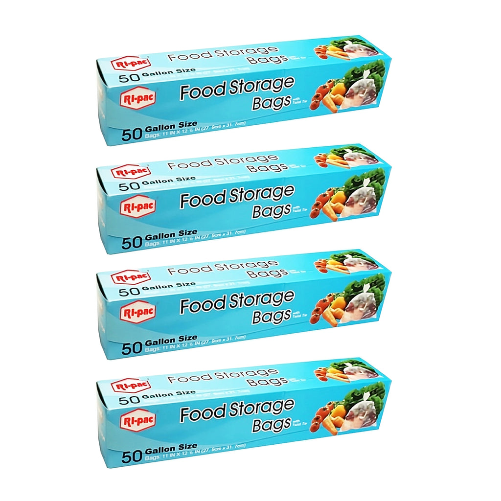 (D27051) "Ri-Pac" Food Storage Bags W/Twist Ties, Gallon/50CT