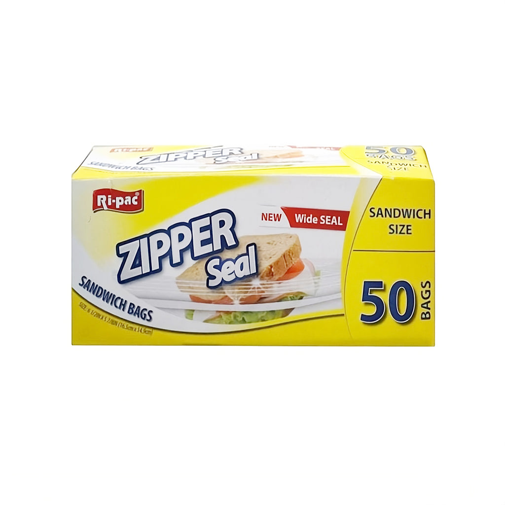 (D27050) "Ri-Pac" Zipper Bags, Freezer & Storage, Sandwich/50CT, 24/CS