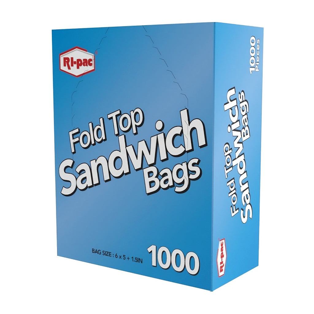 (R26510) "Ripac" Fold Top Sandwich Bags, 6 x 5 + 1.5 IN, Dispenser Box, 1000/ Box