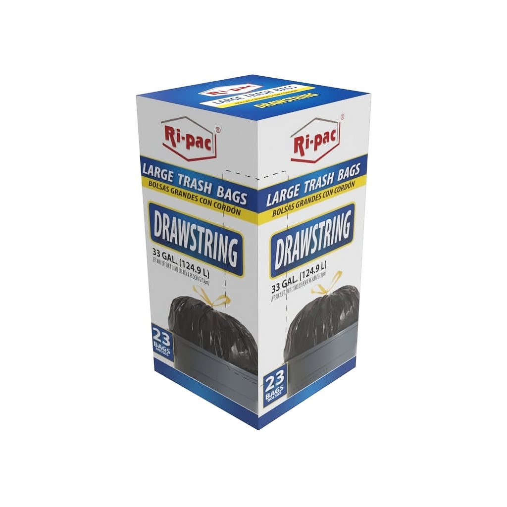 (D56933) "Ri-Pac" Drawstring, Large Trash Bags 33 GAL/23CT