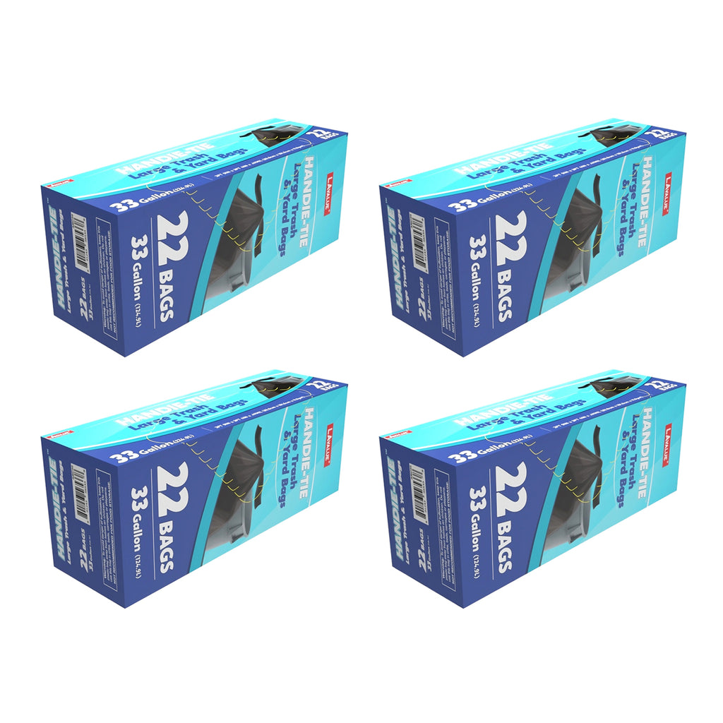 (D56233) "LA Value" Large Trash & Yard Bags W/ Twist Ties, 33GAL, 22Bags/ Box