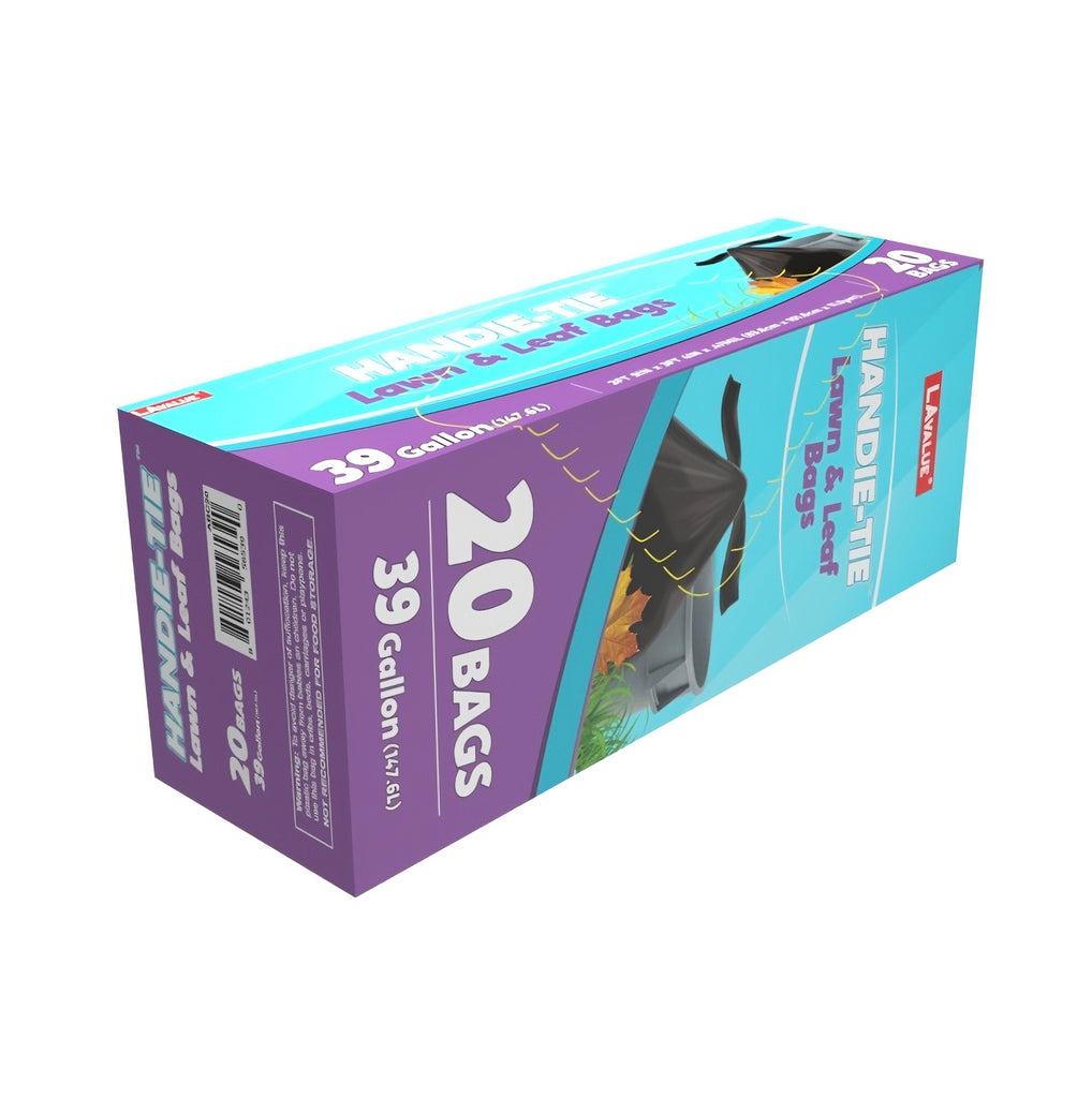 (D56239) "LA Value" Lawn & Leaf Bags W/ Twist Ties, 39GAL, 20Bags/ Box