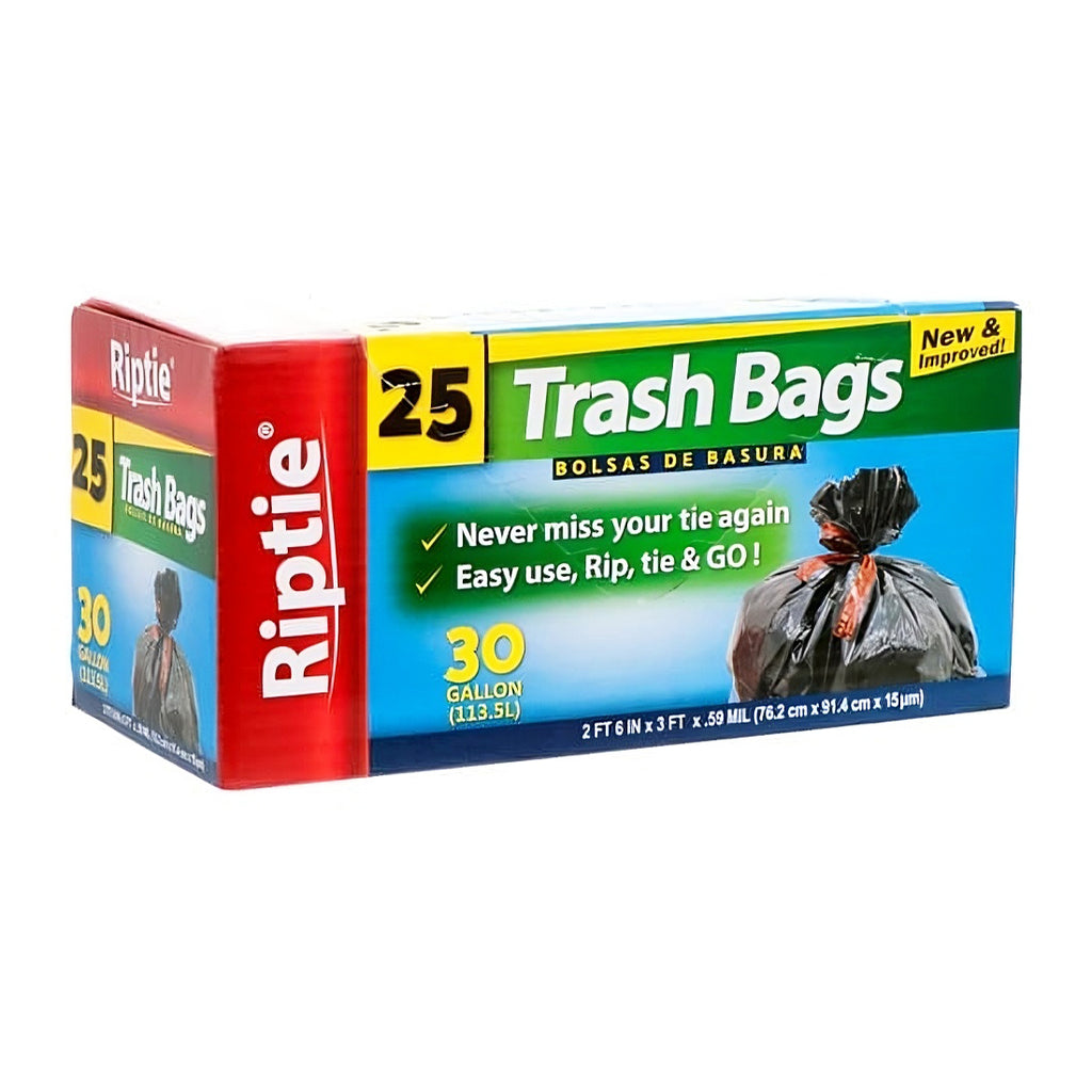 (D55930NEW) "Riptie" Value Pack 30GL/25CT. Trash, Black