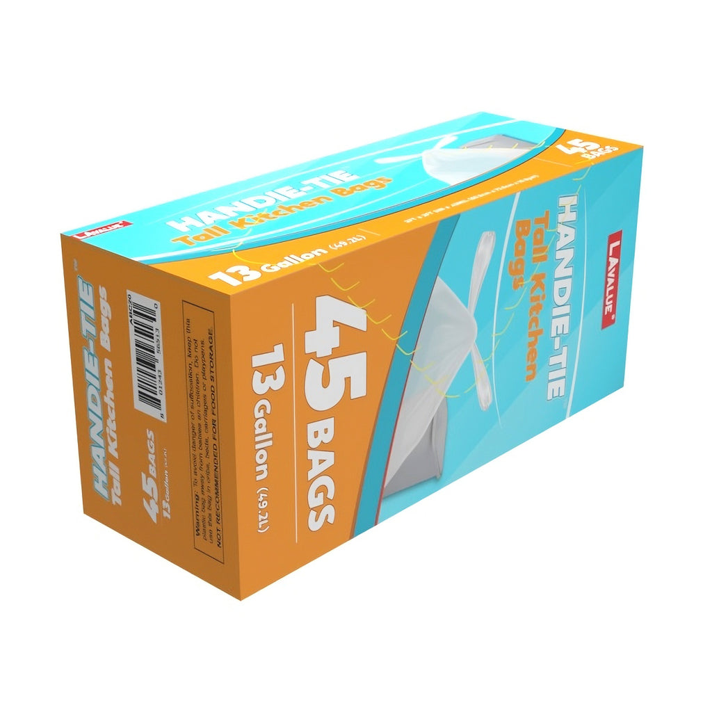 6 cajas de bolsas de cocina altas Handie-Tie, 13 galones/45 unidades
