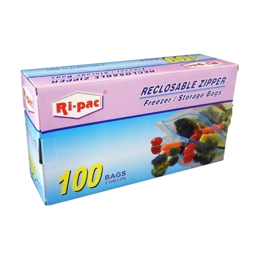(R37100)"Ri-Pac" Zipper Bags, Freezer/Storage, 13 x 16 IN, 2GL, 100CT/Unit
