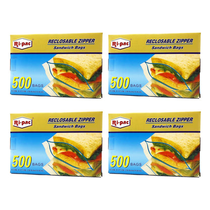 (R37500) "Ri-Pac" Zipper Bags, Freezer/Storage, 6.5 x 5.875 IN, Sandwich, 500CT/Unit