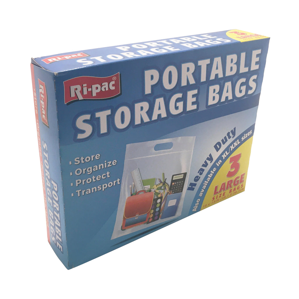 (D27803) Ri-Pac Portable Storage Bags with Zipper Seal, 3 Large Bags 24/CS