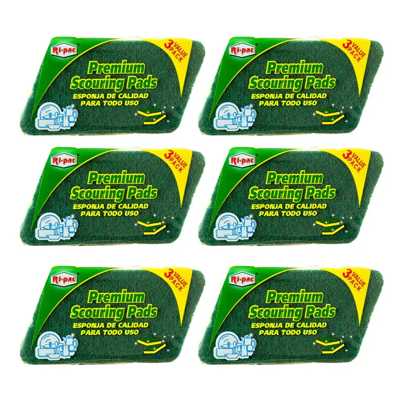 (D11710) "Ri-Pac" Premium Scouring Pads, 3 Pcs/Pack, 36/Cs - GAIC