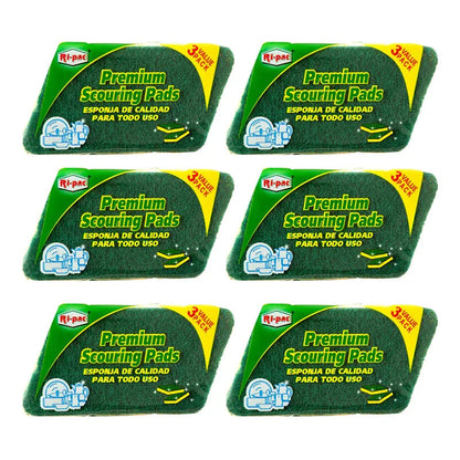 (D11710) "Ri-Pac" Premium Scouring Pads, 3 Pcs/Pack, 36/Cs - GAIC