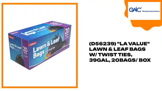 (D56239) &quot;LA Value&quot; Lawn &amp; Leaf Bags W/ Twist Ties, 39GAL, 20Bags/ Box by@Outfy