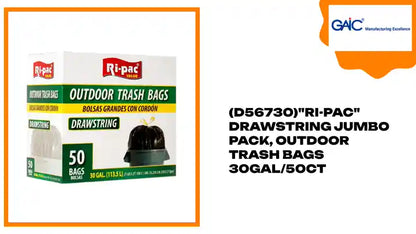 (D56730)&quot;Ri-Pac&quot; Drawstring Jumbo Pack, Outdoor Trash Bags 30GAL/50CT by@Outfy