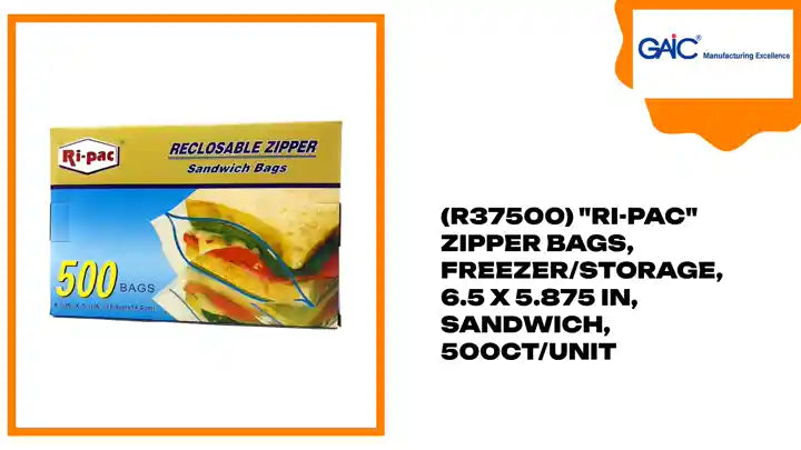 (R37500) &quot;Ri-Pac&quot; Zipper Bags, Freezer/Storage, 6.5 x 5.875 IN, Sandwich, 500CT/Unit by@Outfy