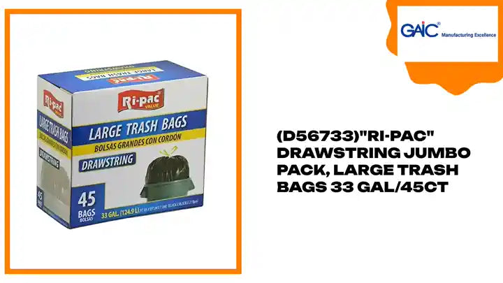 (D56733)&quot;Ri-Pac&quot; Drawstring Jumbo Pack, Large Trash Bags 33 GAL/45CT by@Outfy