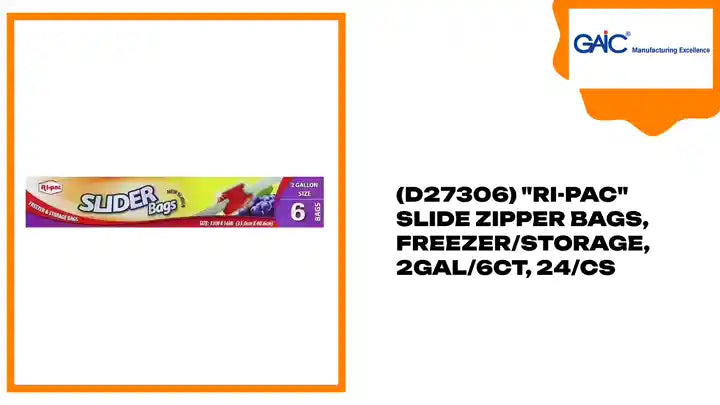 (D27306) &quot;Ri-Pac&quot; Slide Zipper Bags, Freezer/Storage, 2GAL/6CT, 24/CS by@Outfy