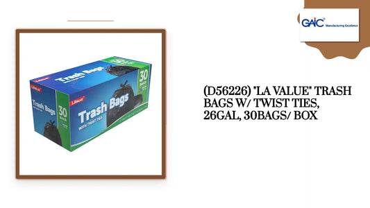 (D56226) "LA Value" Trash Bags W/ Twist Ties, 26GAL, 30Bags/ Box by@Outfy