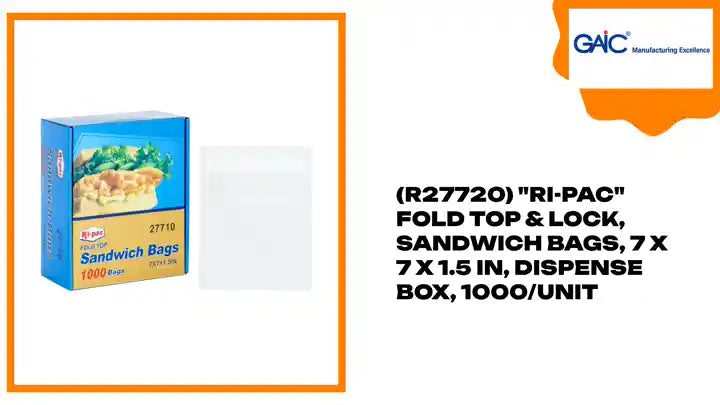 (R27720) &quot;Ri-Pac&quot; Fold Top &amp; Lock, Sandwich Bags, 7 x 7 x 1.5 IN, Dispense Box, 1000/Unit by@Outfy