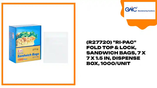 (R27720) &quot;Ri-Pac&quot; Fold Top &amp; Lock, Sandwich Bags, 7 x 7 x 1.5 IN, Dispense Box, 1000/Unit by@Outfy