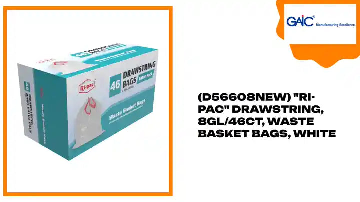 (D56608NEW) &quot;Ri-Pac&quot; Drawstring, 8GL/46CT, Waste Basket Bags, White by@Outfy