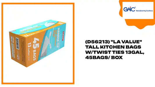 (D56213) &quot;LA Value&quot; Tall Kitchen Bags W/Twist Ties 13GAL, 45Bags/ Box by@Outfy
