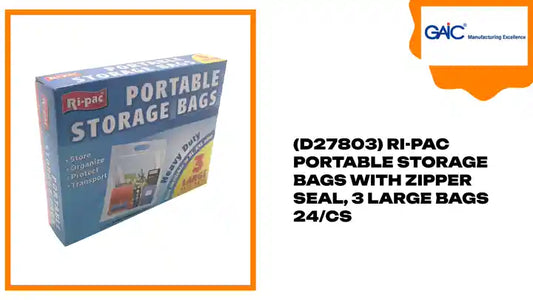 (D27803) Ri-Pac Portable Storage Bags with Zipper Seal, 3 Large Bags 24/CS by@Outfy