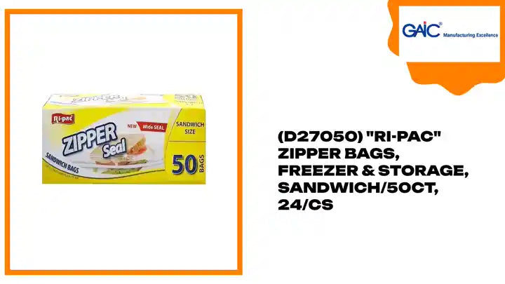 (D27050) &quot;Ri-Pac&quot; Zipper Bags, Freezer &amp; Storage, Sandwich/50CT, 24/CS by@Outfy