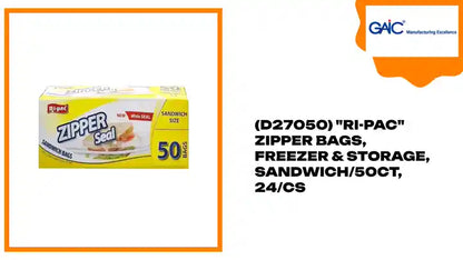 (D27050) &quot;Ri-Pac&quot; Zipper Bags, Freezer &amp; Storage, Sandwich/50CT, 24/CS by@Outfy