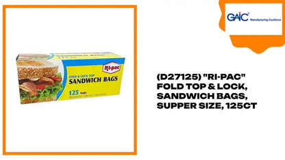(D27125) "Ri-Pac" Fold Top &amp; Lock, Sandwich Bags, Supper Size, 125CT by@Outfy